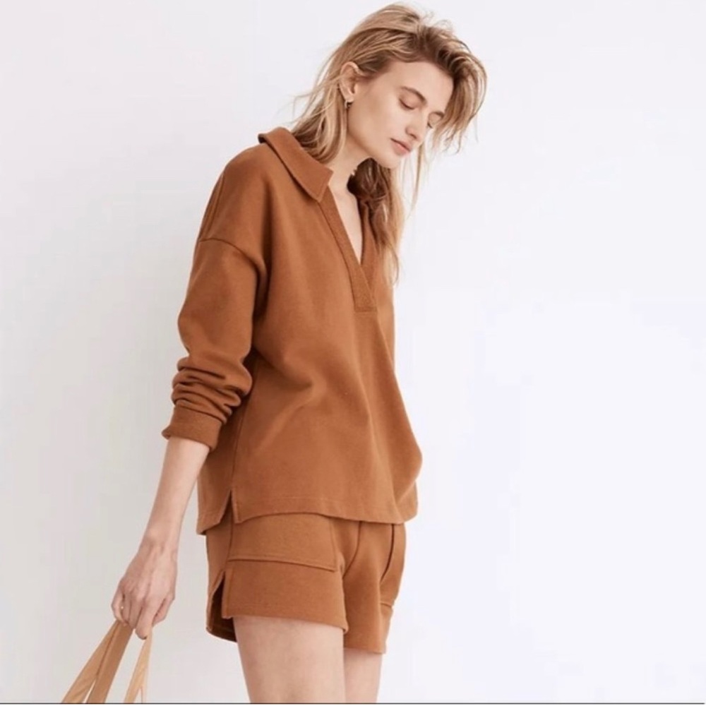 Madewell Cotton-Hemp Oversized Polo Sweatshirt